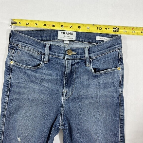 Frame Denim Le High Blue Stretch Skinny Distressed LHSK899 Size 26 - Picture 11 of 14